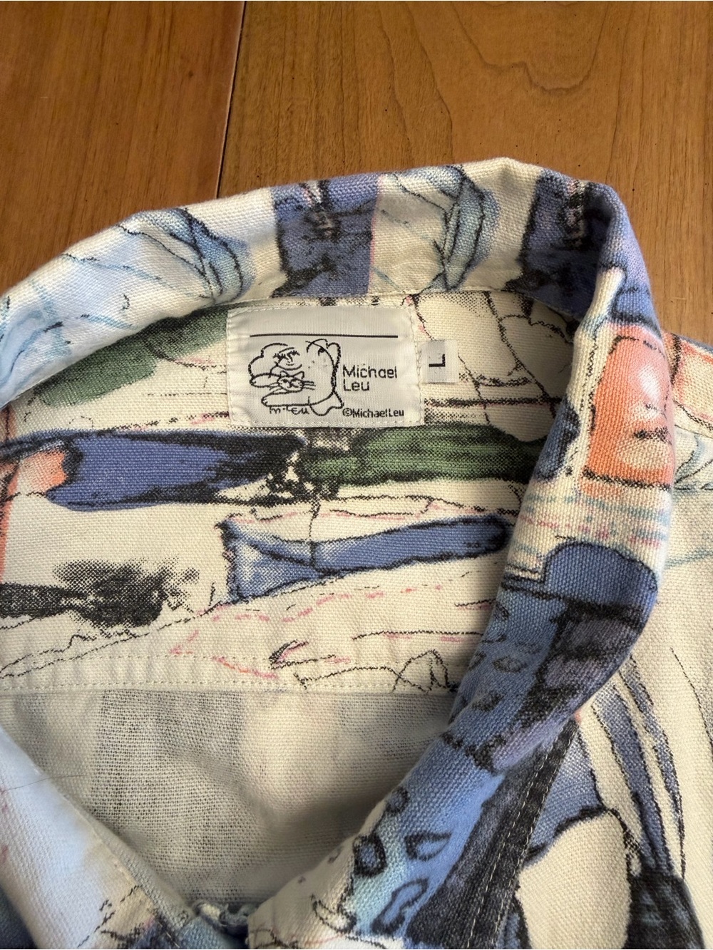 Michael Leu Vintage Maximalist Abstract Watercolor Print Button-Up Jacket | L - Picture 10 of 14